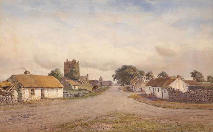 AN IRISH VILLAGE BELIEVED TO BE FERNS, COUNTY WEXFORD by Henry Albert Hartland RWS (1840-1893) RWS (1840-1893) at Whyte's Auctions