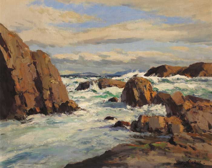 ROCKS AND SEA, BALLINTOY, COUNTY ANTRIM by Maurice Canning Wilks RUA ARHA (1910-1984) RUA ARHA (1910-1984) at Whyte's Auctions