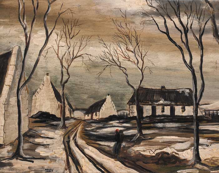 VILLAGE IN WINTER, circa 1950s by Markey Robinson (1918-1999) (1918-1999) at Whyte's Auctions