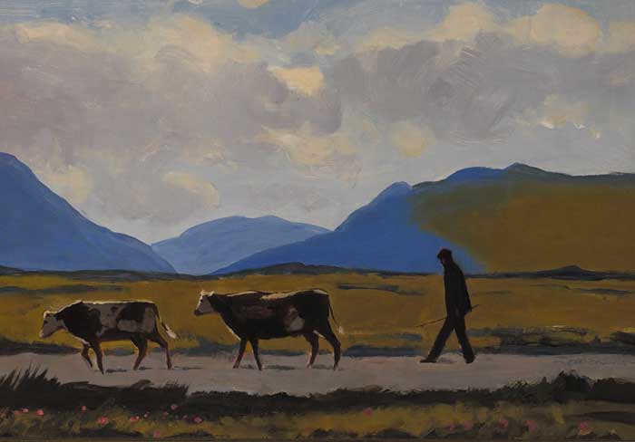 HERDING CATTLE ALONG A COUNTRY ROAD by John Skelton (1923-2009) (1923-2009) at Whyte's Auctions