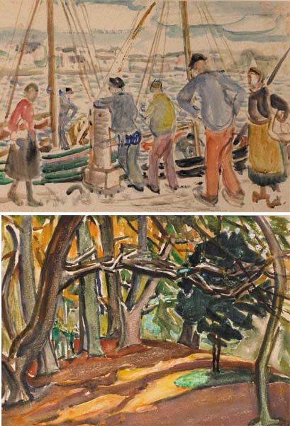 UNLOADING BOATS QUAYSIDE by Olive Henry RUA (1902-1989) RUA (1902-1989) at Whyte's Auctions