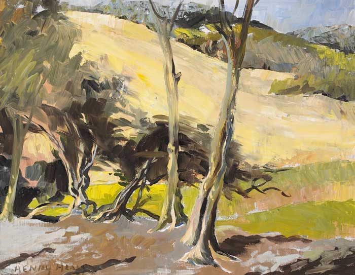 HILLSIDE WITH TREES IN FOREGROUND by Henry Healy RHA (1909-1982) at Whyte's Auctions