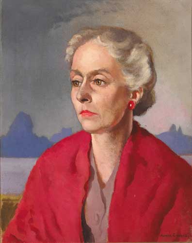PORTRAIT OF A LADY IN RED SHAWL by Maurice Canning Wilks RUA ARHA (1910-1984) at Whyte's Auctions
