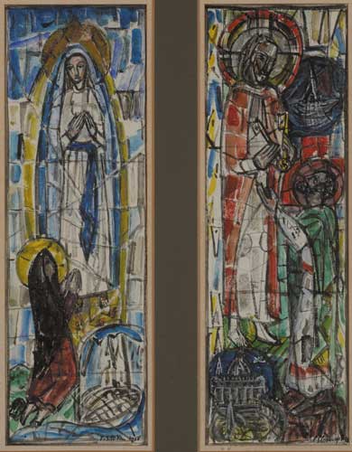 CARTOON FOR A TWO-LIGHT WINDOW IN ST MARY'S CHURCH, GALWAY by Patrick Pollen (b.1928) (b.1928) at Whyte's Auctions