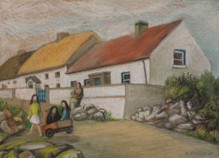 COTTAGES AT ROUNDSTONE by Kathleen M. Bell RUA (fl.1946-1980) at Whyte's Auctions