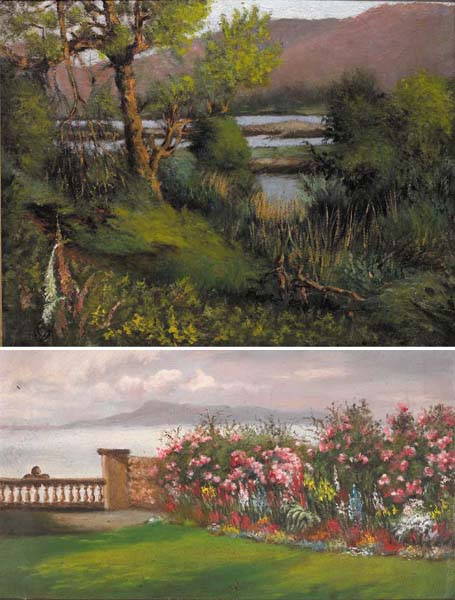 ON THE ROAD TO PARKNASILLA and VIEW FROM THE GARDEN AT OSBORNE HOUSE, MONKSTOWN, COUNTY DUBLIN (2) by Clare Galwey sold for �800 at Whyte's Auctions