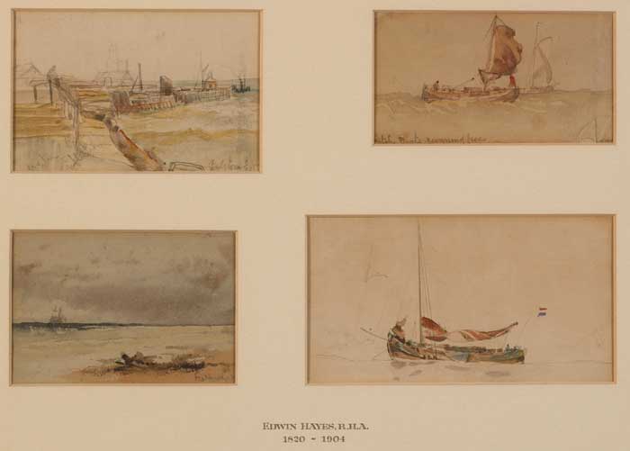 MARINE SKETCHES - FOUR FRAMED AS ONE by Edwin Hayes RHA RI ROI (1819-1904) RHA RI ROI (1819-1904) at Whyte's Auctions