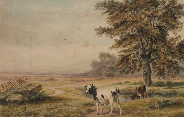 CATTLE WATERING by Henry Albert Hartland RWS (1840-1893) RWS (1840-1893) at Whyte's Auctions