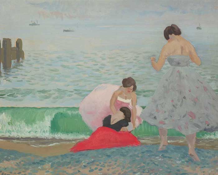 THREE WOMEN ON A BEACH by Patrick Leonard sold for �4,400 at Whyte's Auctions