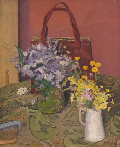 WILD FLOWERS AND HANDBAG, circa 1952 by Patrick Leonard HRHA (1918-2005) HRHA (1918-2005) at Whyte's Auctions