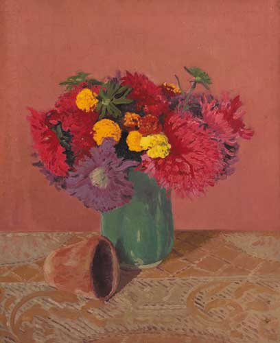 MARIGOLDS AND DAHLIAS, 1950 by Patrick Leonard HRHA (1918-2005) at Whyte's Auctions