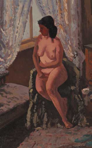 SEATED NUDE BEFORE A WINDOW by Patrick Leonard HRHA (1918-2005) at Whyte's Auctions