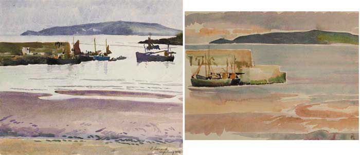 TWO STUDIES OF LOUGHSHINNY HARBOUR, 1952 and STUDY OF WAVES BREAKING ON A SHORE (SET OF THREE) by Patrick Leonard sold for �4,000 at Whyte's Auctions