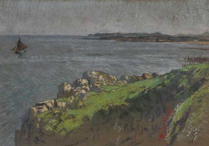 VIEW FROM THE CLIFFS by Patrick Leonard HRHA (1918-2005) at Whyte's Auctions