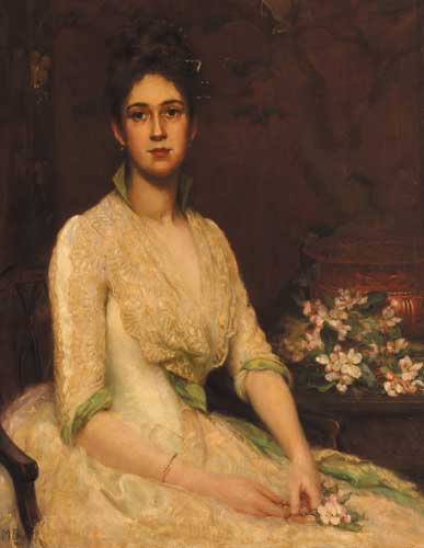 PORTRAIT OF A LADY WITH A SPRAY OF APPLE BLOSSOM, 1888 by Mary Drew (fl.1880-1901) at Whyte's Auctions