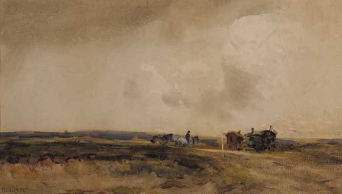 LANDSCAPE WITH GYPSY CARAVANS by Claude Hayes RI ROI (1852-1922) at Whyte's Auctions