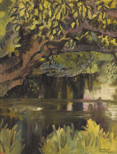 POOL REFLECTIONS (TREES OVERHANGING A RIVER) by Gladys Maccabe MBE HRUA ROI FRSA (1918-2018) at Whyte's Auctions