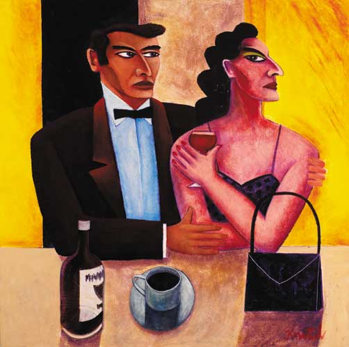 MAN AND WOMAN AT A BAR by Graham Knuttel (b.1954) at Whyte's Auctions