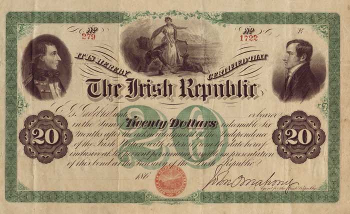 The Fenian Rising: 1866 Fenian bond for $20 at Whyte's Auctions