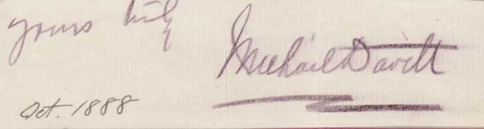 1888 Michael Davitt, Land League Leader Autograph at Whyte's Auctions
