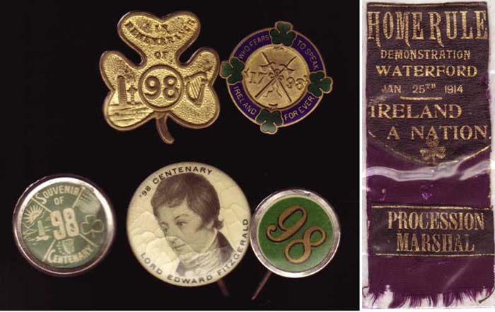 Collection of Irish political badges including Home Rule, and 1898 Centenary of 1798. at Whyte's Auctions
