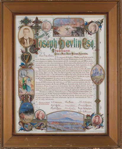 Illuminated address to Joe Devlin MP for his work on the commemoration. at Whyte's Auctions