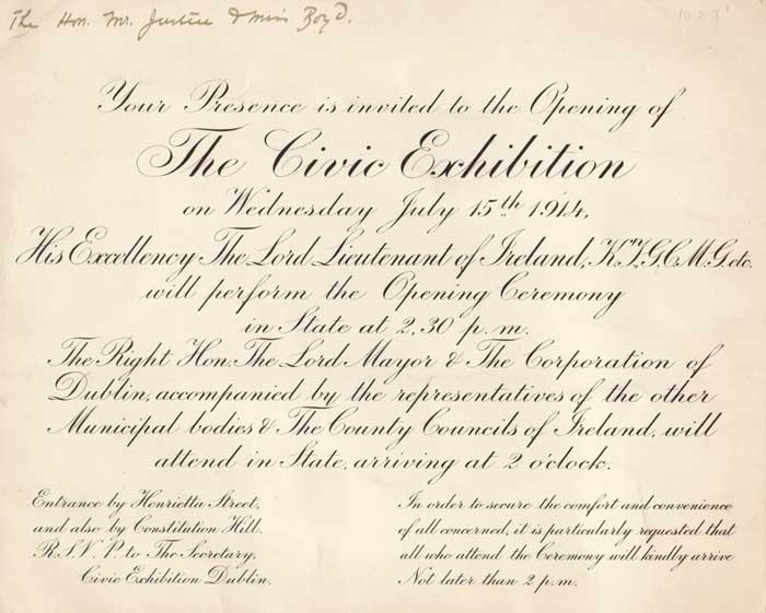 1914 Opening of the Civic Exhibition Dublin, by The Lord Lieutenant of Ireland at Whyte's Auctions