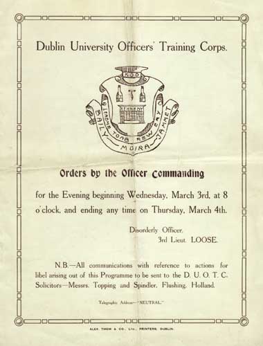 1915 Dublin University Officers Training Corps at Whyte's Auctions