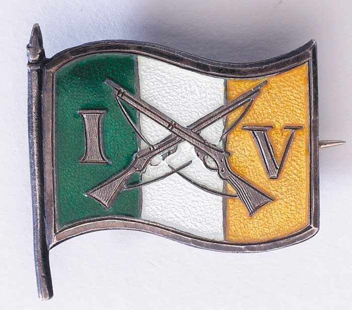 Irish Volunteer enamel tricolour badge, extremely rare. at Whyte's Auctions