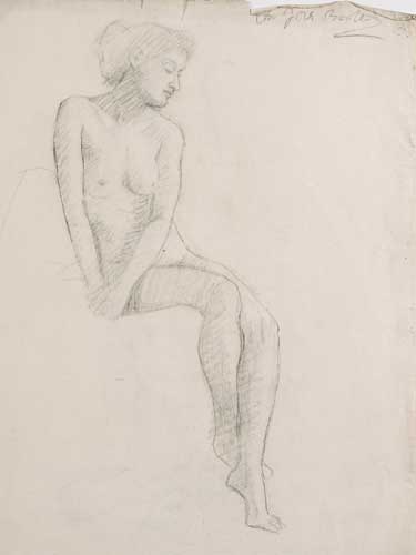 Life study of a seated female nude, with a study from an antique cast on reverse, circa 1893. by Constance Gore Booth, Countess de Markievicz (1868-1927) at Whyte's Auctions
