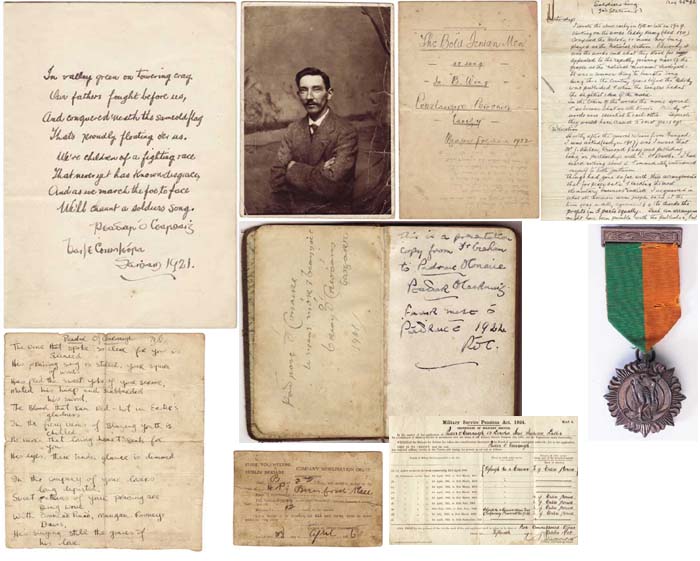An extremely important collection of personal mementos, manuscripts, documents, photographs and personal ephemera relating to his service as an Irish Volunteer and his poetry, plays and lyrics, includ... by Peadar O Cearnaigh Peadar Kearney (1883-1942) at Whyte's Auctions