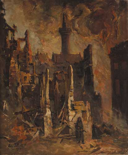 HENRY STREET, DUBLIN, DURING THE 1916 RISING by Edmond Delrenne sold for �10,000 at Whyte's Auctions