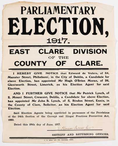 De Valera's appointment of election agent for East Clare in the Parliamentary Election. by Eamon de Valera (1882-1975) at Whyte's Auctions