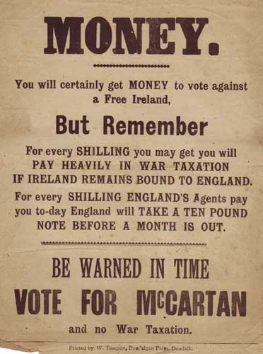"Vote for McCartan" small poster for general election. at Whyte's Auctions