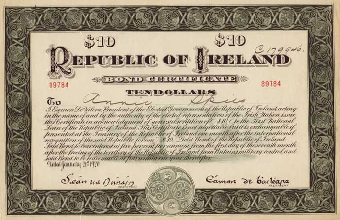 Issued by President Eamon de Valera at Whyte's Auctions