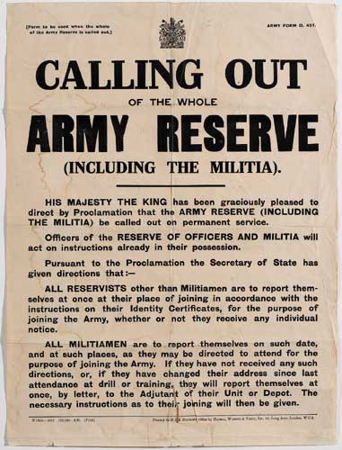 "Calling out of the whole Army Reserve (including the Miltia)" at Whyte's Auctions