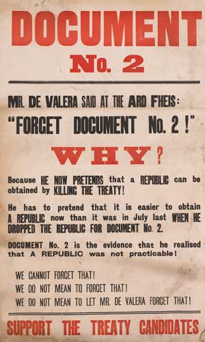"Document No. 2" poster: "Support the Treaty candidates". at Whyte's Auctions