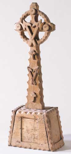 Kilmainham Jail prisoner craft: a celtic cross with 1798 pike symbols and shamrocks. at Whyte's Auctions