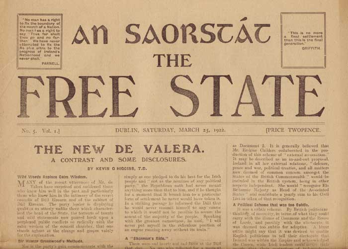 1922 An Saoirse Stat - The Free State Government newspaper with contributions from Eoin at Whyte's Auctions