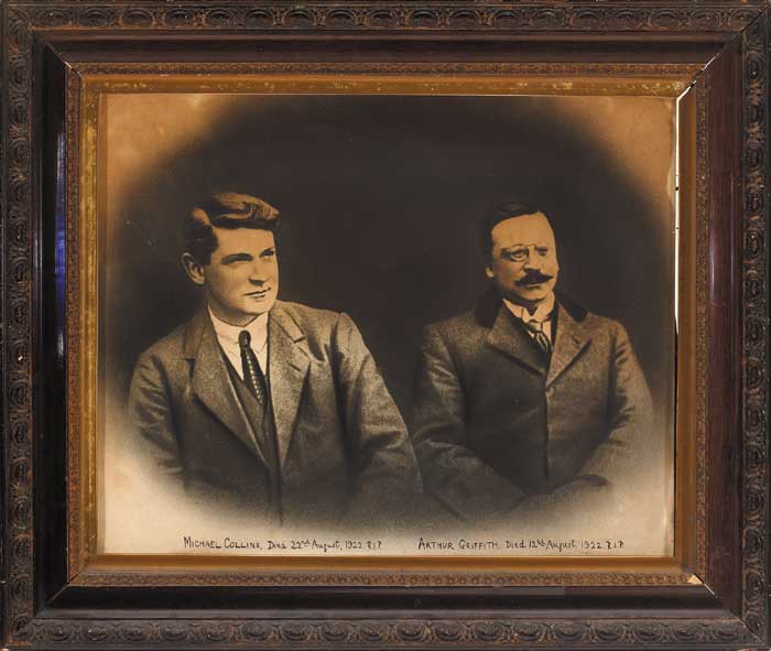 Photographic commemorative print to mark their deaths in August 1922. by Michael Collins and Arthur Griffith at Whyte's Auctions