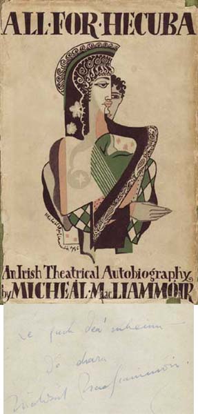 Autograph letter and book, All for Hecuba: An Irish Theatrical Autobiography. by M�che�l MacL�amm�ir (1899-1978) at Whyte's Auctions