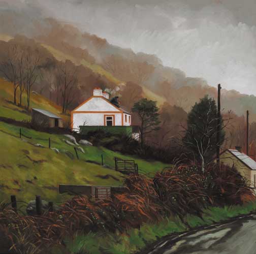 LANDSCAPE WITH MAN MENDING COTTAGE ROOF, 1998 by Martin Gale sold for �4,000 at Whyte's Auctions
