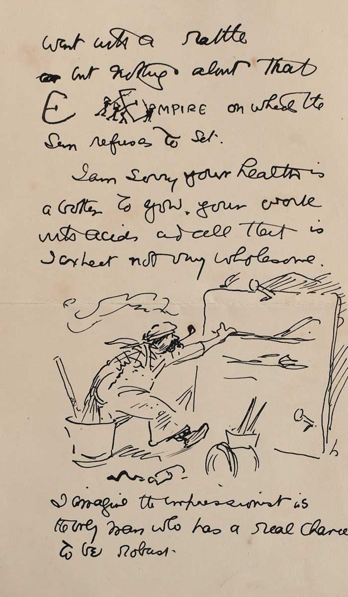Illustrated letter to James Guthrie, 1908 by Jack Butler Yeats RHA (1871-1957) at Whyte's Auctions