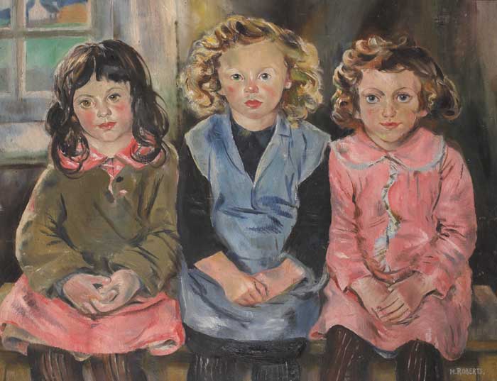 THREE ACHILL CHILDREN, c.1929 by Hilda Roberts HRHA (1901-1982) at Whyte's Auctions