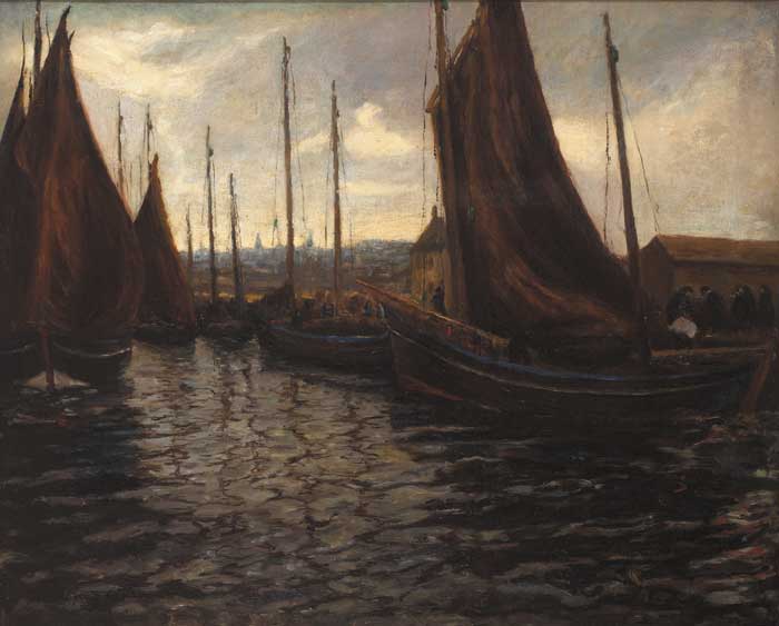 FISHING BOATS IN A HARBOUR, 1904 by Alice S. Kinkead (1871-1926) at Whyte's Auctions