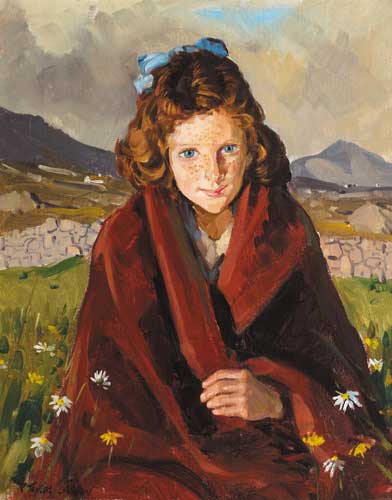 THE RED SHAWL by Robert Taylor Carson HRUA (1919-2008) at Whyte's Auctions