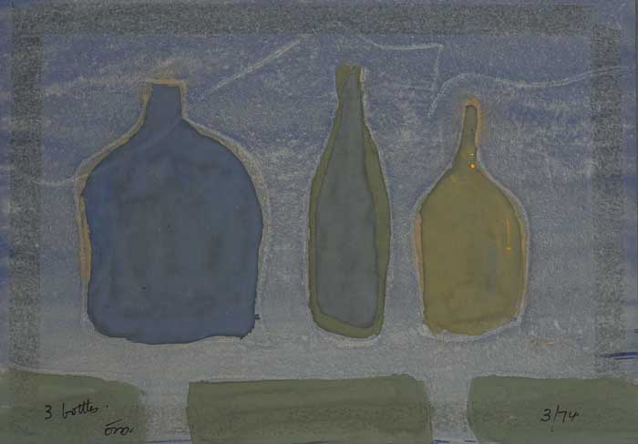 THREE BOTTLES, MARCH 1974 by Tony O'Malley HRHA (1913-2003) at Whyte's Auctions