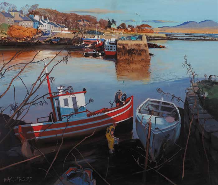 THE RED BOAT, CHRISTMAS, 1996 ROUNDSTONE by Cecil Maguire RHA RUA (1930-2020) RHA RUA (1930-2020) at Whyte's Auctions