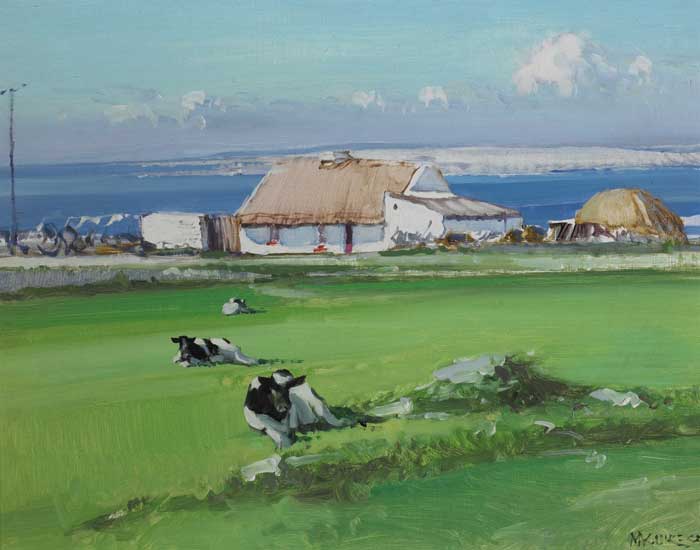 CLARE COAST NEAR DOOLIN WITH INISHEER IN BACKGROUND, 1986 by Cecil Maguire sold for 5,200 at Whyte's Auctions