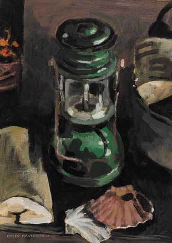 STILL LIFE WITH STORM LANTERN by Colin Davidson RUA (b.1968) at Whyte's Auctions
